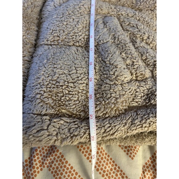 Hollister Mockneck Puffer Sherpa Cream Tan Beige Teddy Jacket Coat Sz Large - Picture 7 of 8